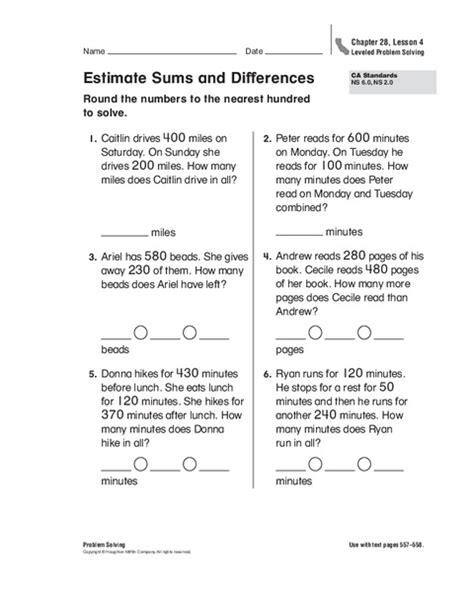 estimating sums and differences worksheets|Estimating Sums & Differences Worksheets .